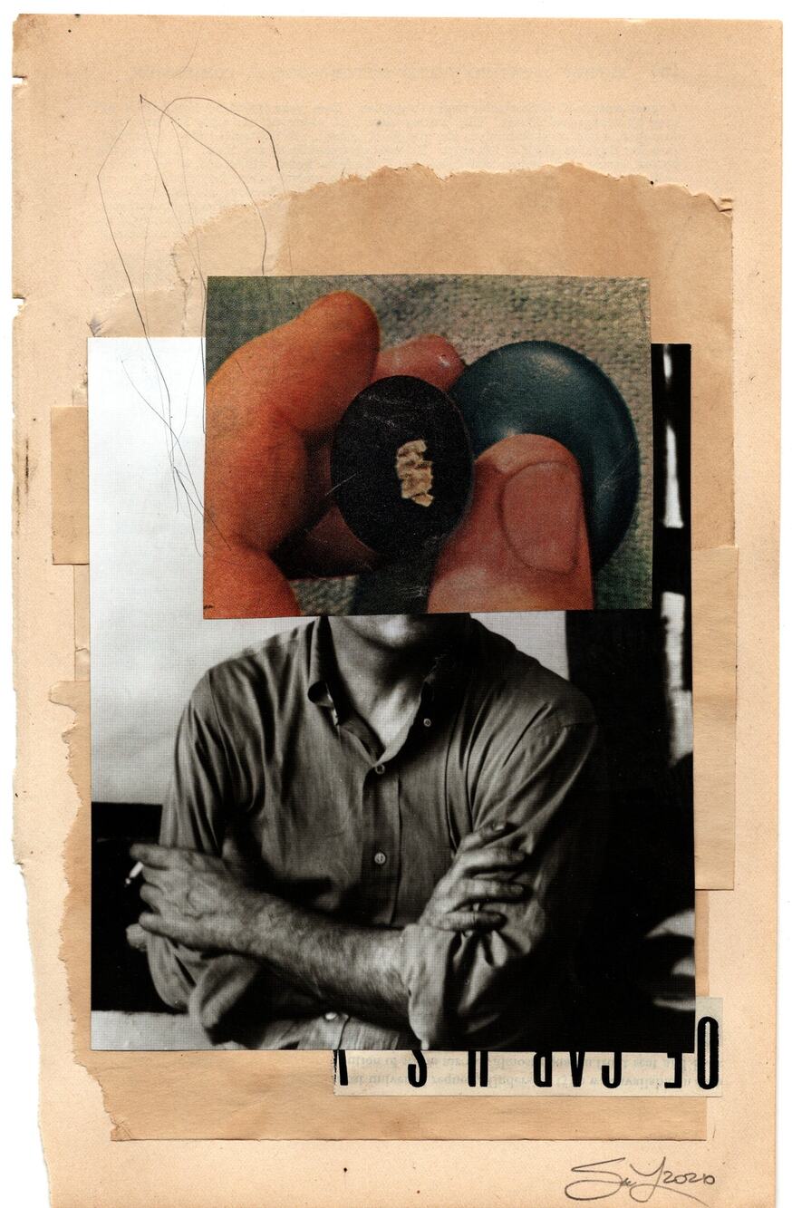 Original Mixed Media Modern Art Collage "Franz" 5.75x9" Signed